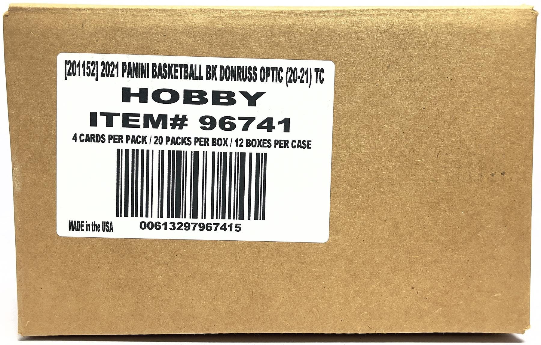 2020-2021 Panini Donruss Optic Basketball Hobby 12 Box Case