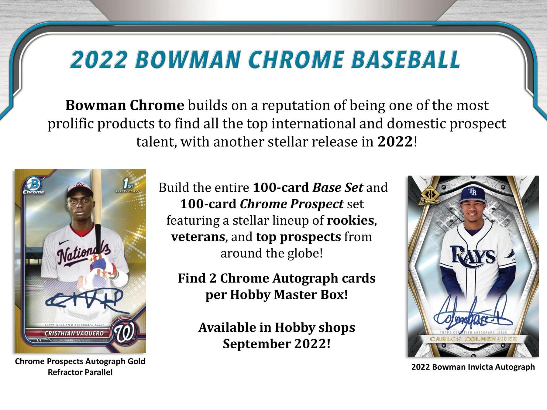 **2022 Topps Bowman Chrome Baseball Hobby Box Sealed (1123 Release