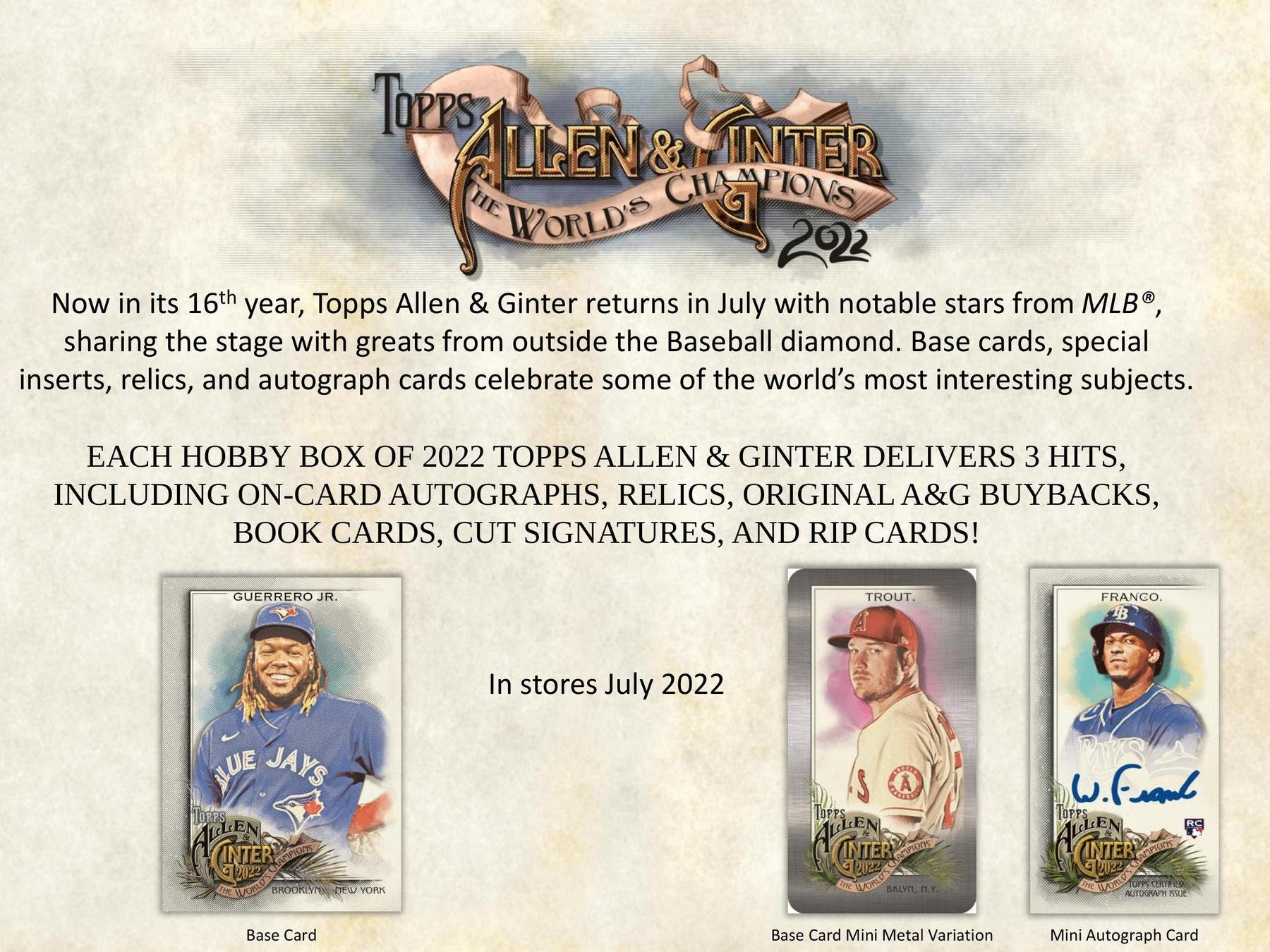 **2022 Topps Allen & Ginter Baseball Hobby Box Sealed (11-6 Release)