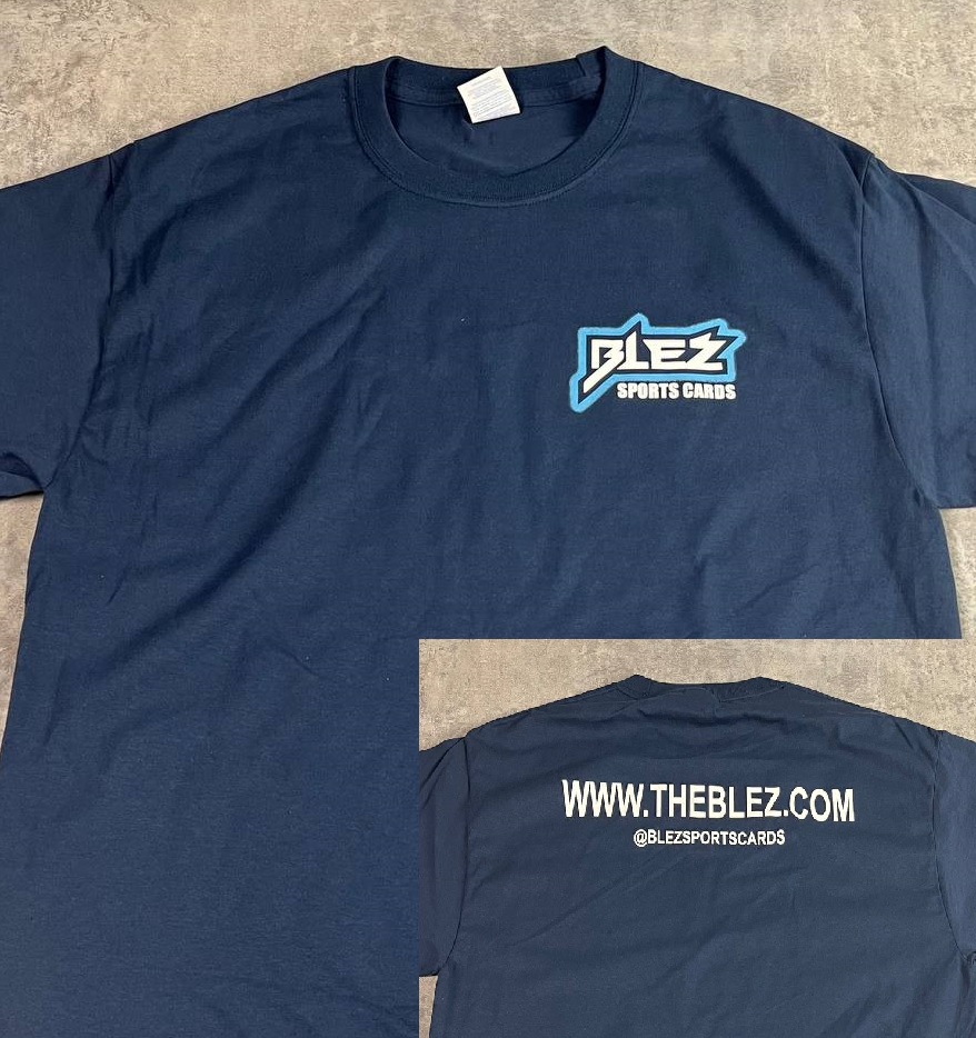 BLEZ MERCH --- Blez Sports Cards Short Sleeve T-Shirt (Navy Blue)