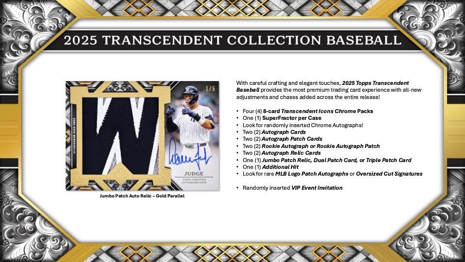 2025 Topps Transcendent Collection Baseball Hobby Full Case Break Pick Your Team #01 (WED RELEASE 4/1!)