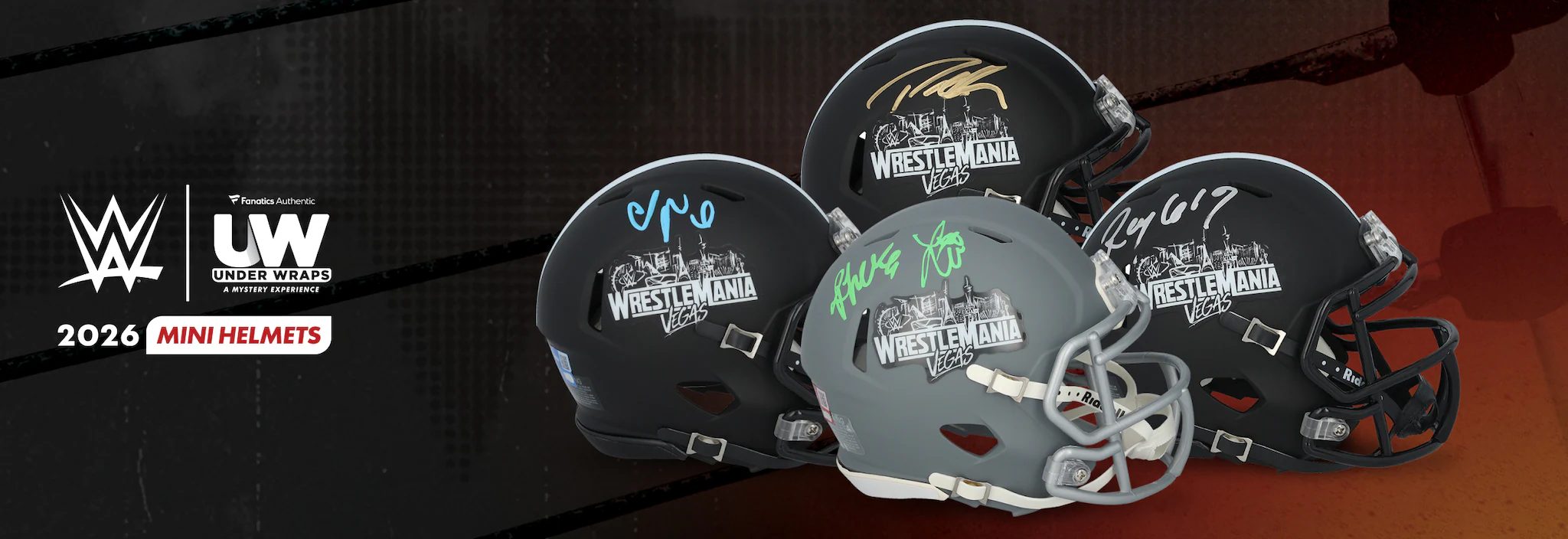 2026 Fanatics UW Wrestlemania 42 Signed Mini Helmets 20 Box Dual Case Pick Your Wrestler #04