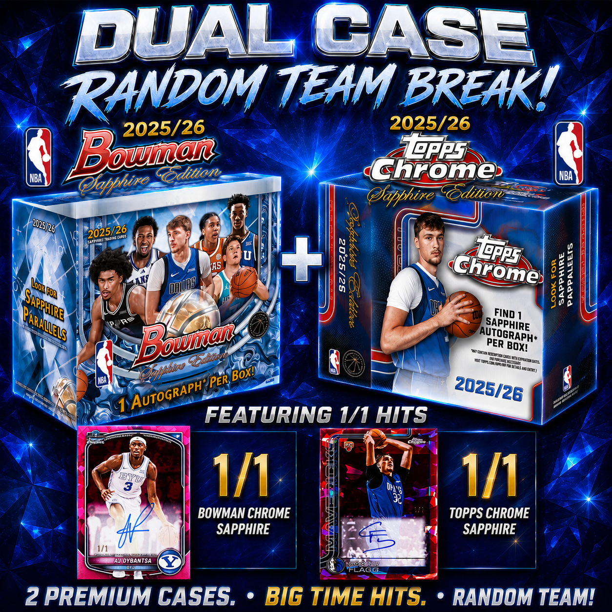 ***Dual Topps Sapphire Basketball Case Break Random Team Break #1 ONLY 1 BREAK AT THIS PRICE EVER!! BREAKS SUNDAY NIGHT!!! READ DESCRIPTION!