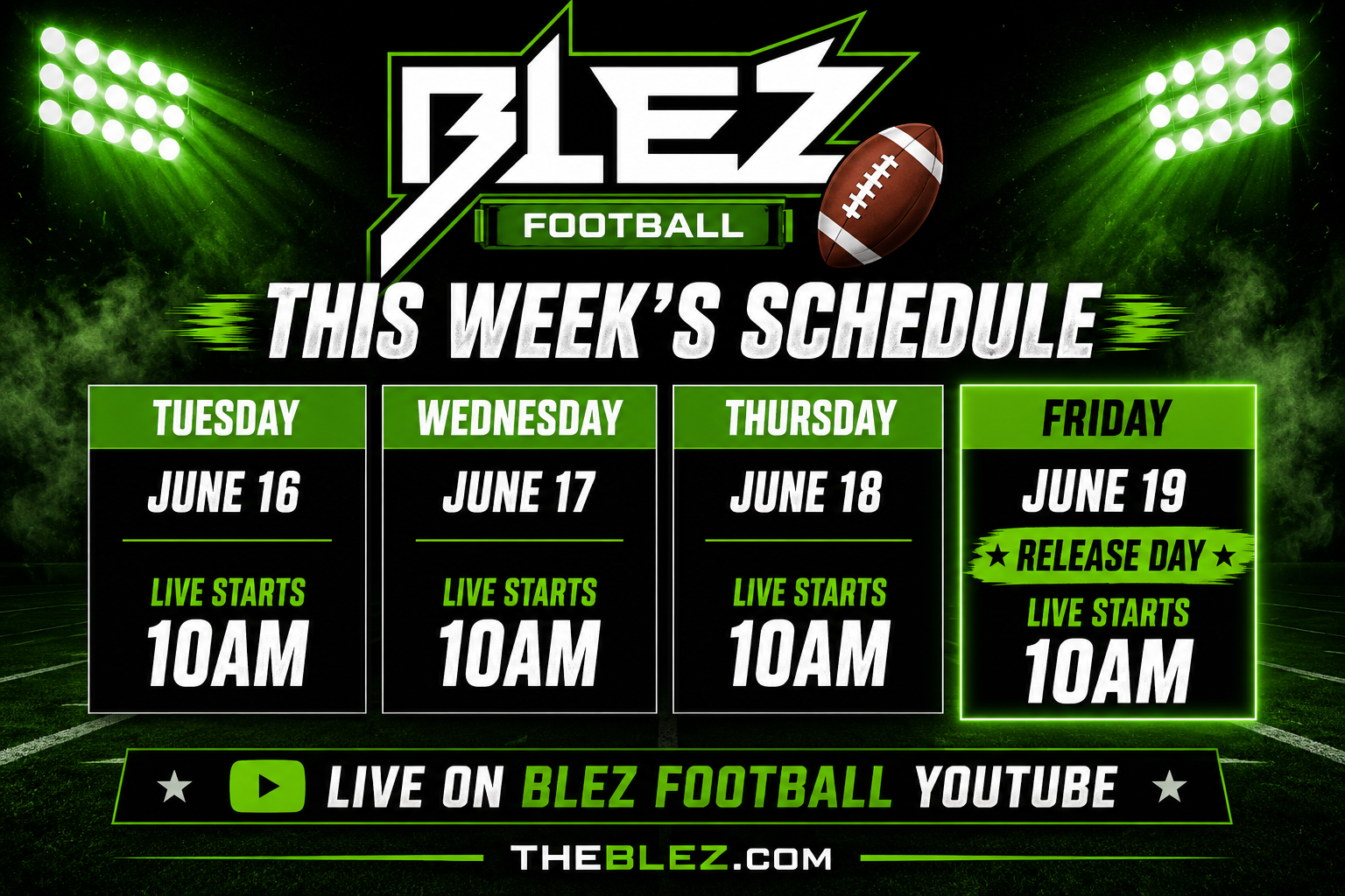 This Weeks Schedule! ( Tues - Fri ) Friday Release Day!